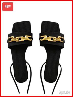 Lace Up Flat Sandals Strappy Gladiator Slide Sandals Square Toe Cross Tie Wrap